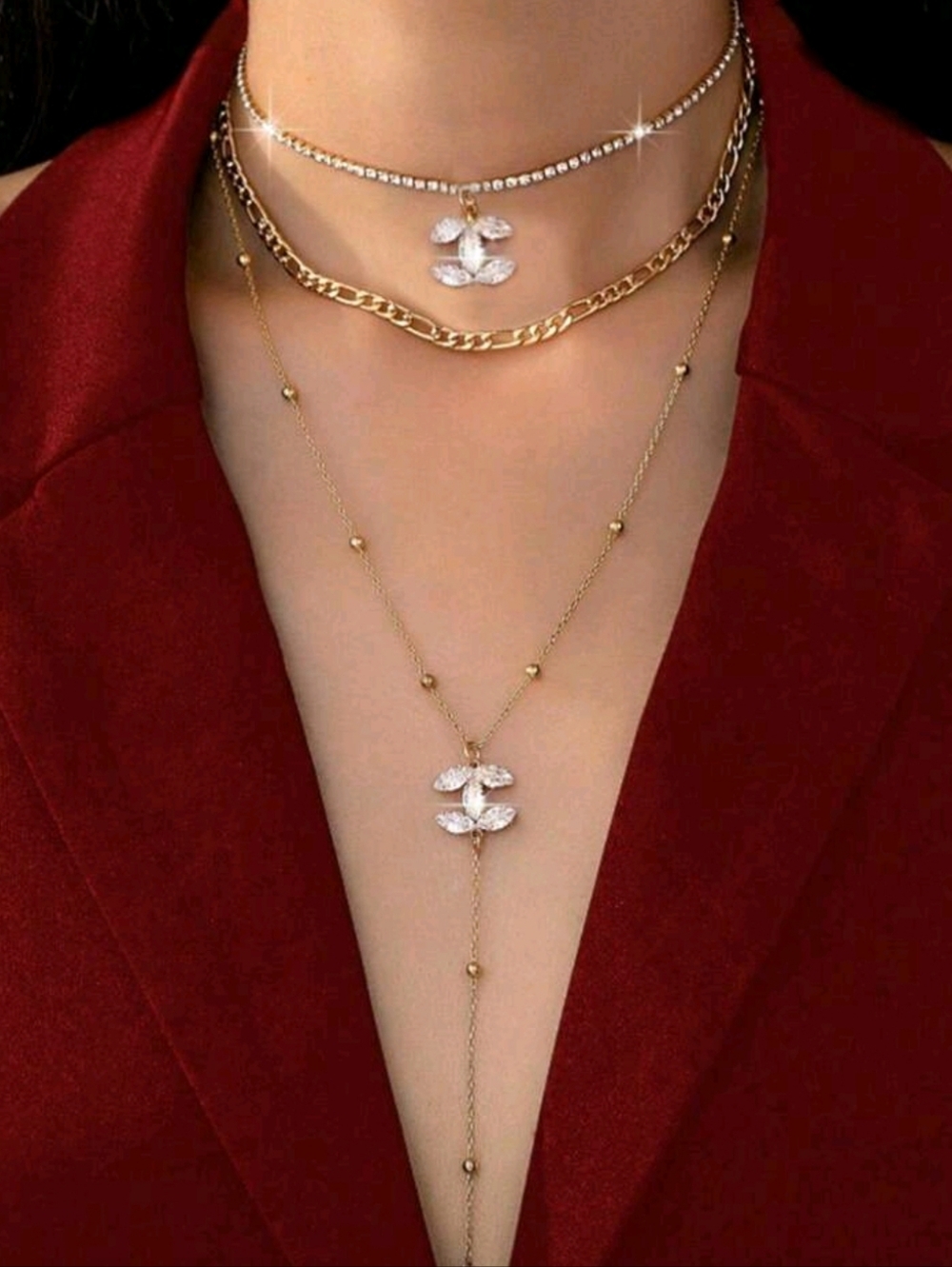 Gold Double-Pendant Layered Y Necklace - Chic Women’s Jewelry